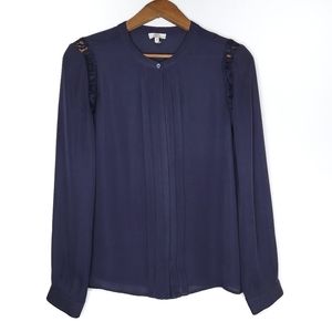 Joie | Silk Button-up Long Sleeve Blouse Navy XS